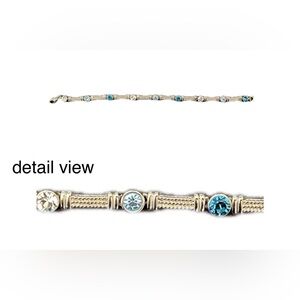 Silver Metal and Blue Rhinestone Bracelet